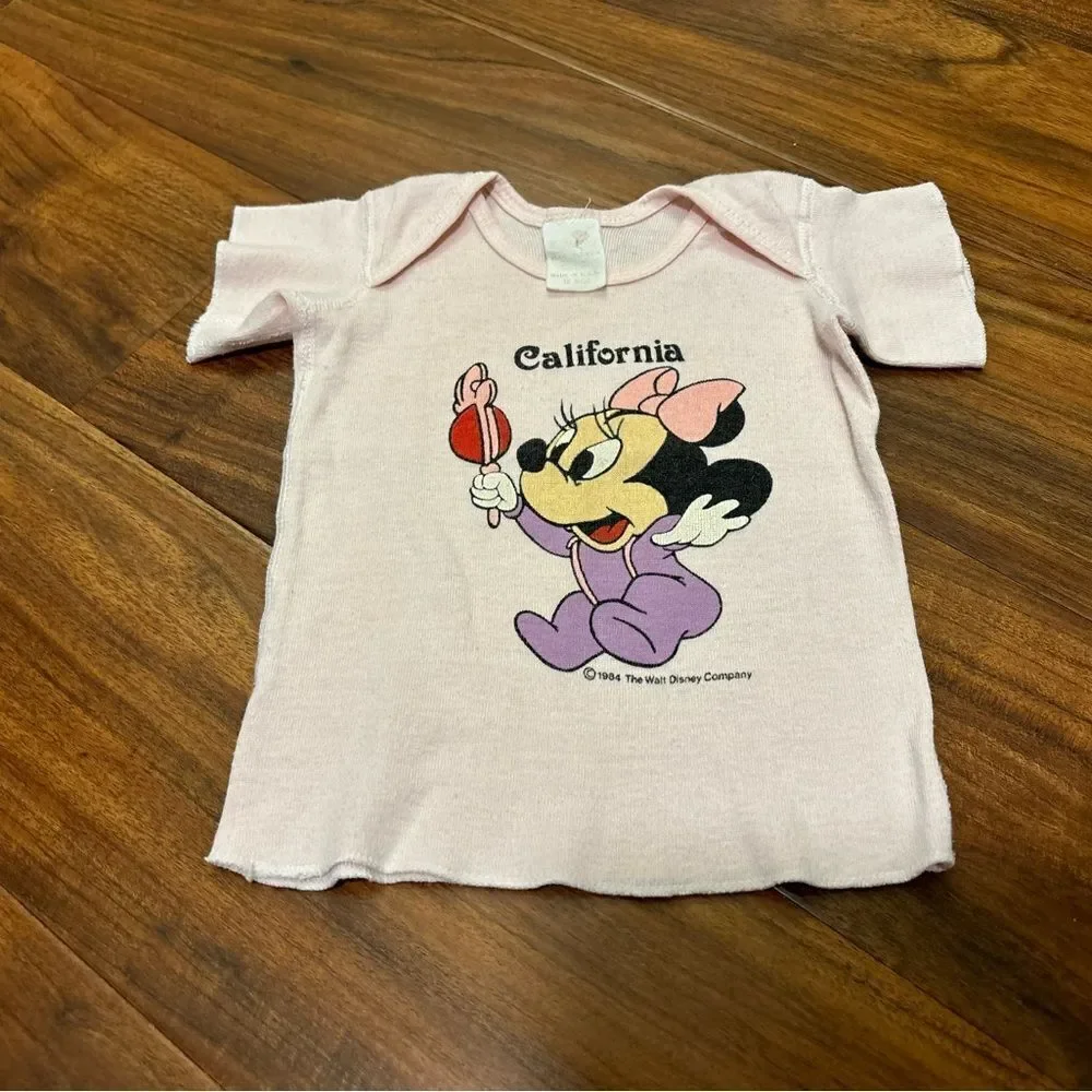 Disney vintage Minnie Mouse California 1984 light pink short sleeve shirt